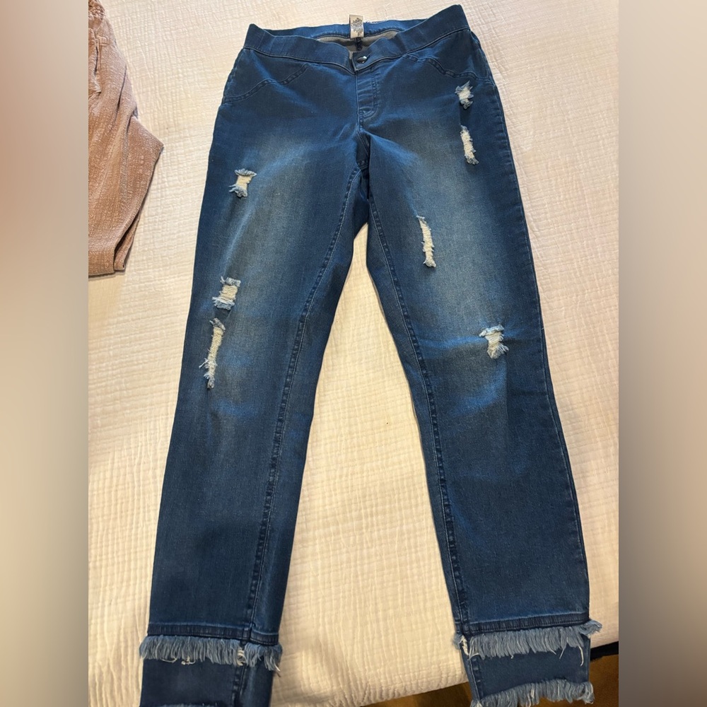 Distressed Blue Jeans